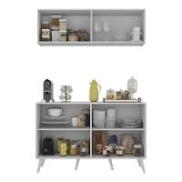 Conjunto Cantinho Do Café Retrô Armário E Aparador 4 Portas Multimóveis Mp1084 Branco Branco