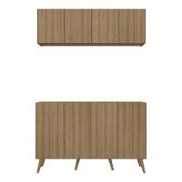 Conjunto Cantinho Do Café Retrô Armário E Aparador 4 Portas Multimóveis Mp1084 Rustic/natural - 2