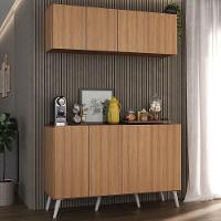 Conjunto Cantinho Do Café Retrô Armário E Aparador 4 Portas Multimóveis Mp1084 Rustic/branco