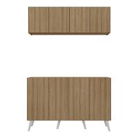 Conjunto Cantinho Do Café Retrô Armário E Aparador 4 Portas Multimóveis Mp1084 Rustic/branco - 5