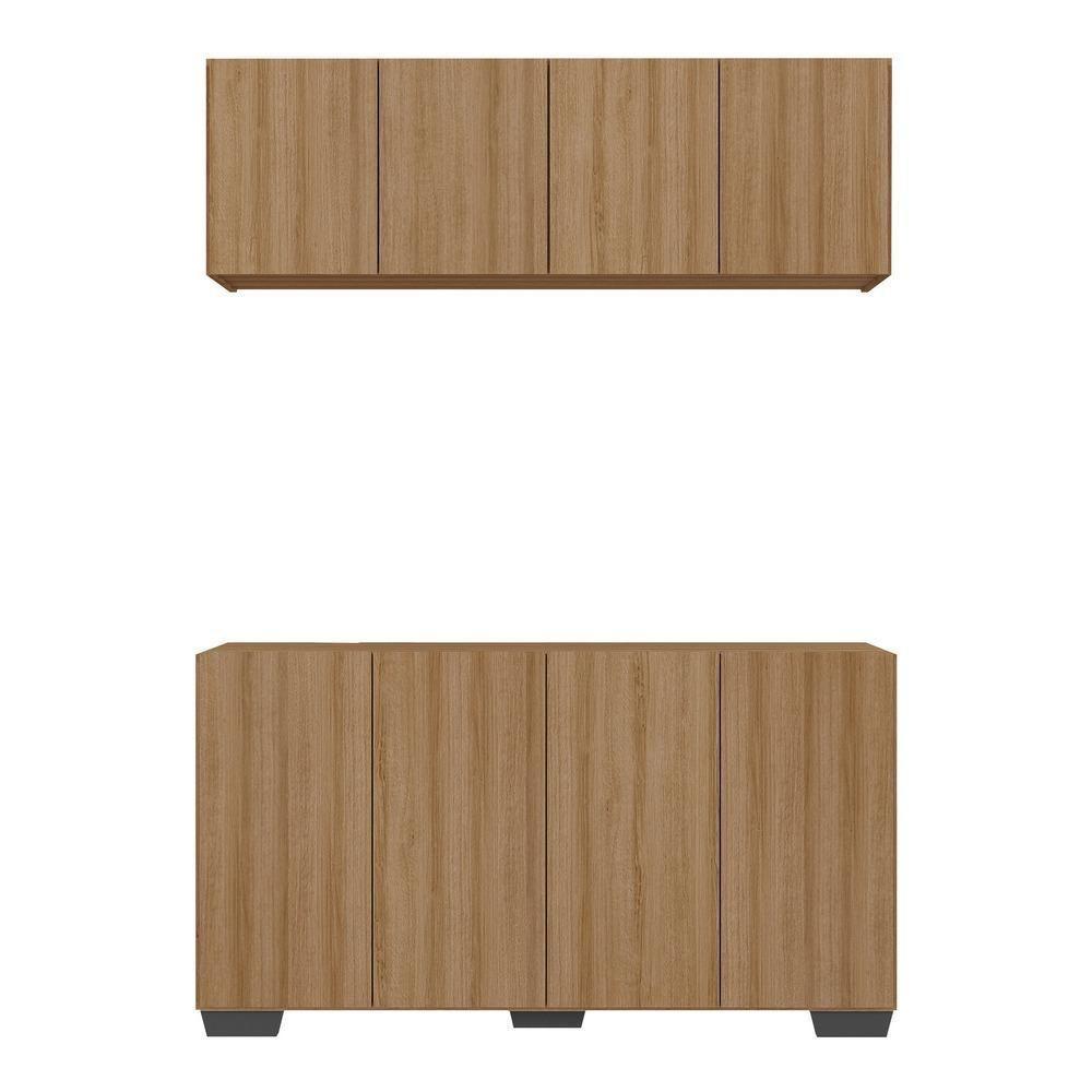 Conjunto Cantinho Do Café Armário E Aparador 4 Portas Multimóveis Mp1085 Rustic/preto Rustic/preto - 3