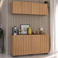 Conjunto Cantinho Do Café Armário E Aparador 4 Portas Multimóveis Mp1085 Rustic/preto Rustic/preto - 2