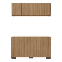 Conjunto Cantinho Do Café Armário E Aparador 4 Portas Multimóveis Mp1085 Rustic/preto Rustic/preto - 3