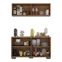 Conjunto Cantinho Do Café Armário E Aparador 4 Portas Multimóveis Mp1085 Rustic/preto Rustic/preto - 5