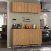 Kit Armário De Cozinha Aéreo E Balcão 4 Portas Retrô Multimóveis Mp2170 Rustic/natural - 2