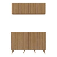 Kit Armário De Cozinha Aéreo E Balcão 4 Portas Retrô Multimóveis Mp2170 Rustic/natural - 3