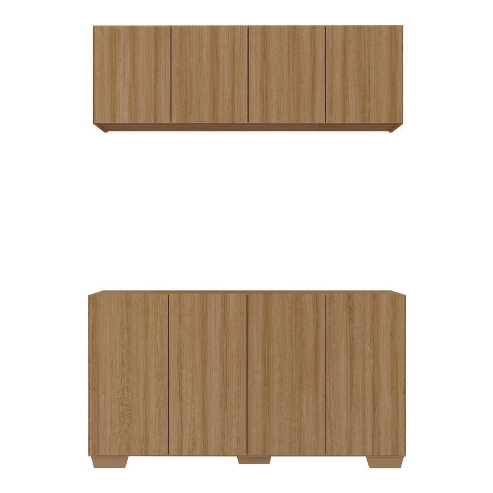 Kit Armário De Cozinha Aéreo E Balcão 4 Portas Multimóveis Mp2171 Rustic/natural Rustic/natural - 2