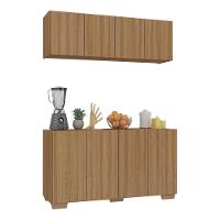 Kit Armário De Cozinha Aéreo E Balcão 4 Portas Multimóveis Mp2171 Rustic/natural Rustic/natural - 1