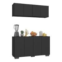 Kit Armário De Cozinha Aéreo E Balcão 4 Portas Multimóveis Mp2171 Preto Preto - 1