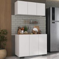 Kit Armário De Cozinha Aéreo E Balcão 3 Portas Multimóveis Mp2169 Branco/preto Branco/preto - 2