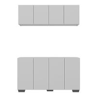 Kit Armário De Cozinha Aéreo E Balcão 4 Portas Multimóveis Mp2171 Branco/preto Branco/preto - 3