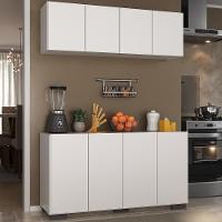 Kit Armário De Cozinha Aéreo E Balcão 4 Portas Multimóveis Mp2171 Branco/preto Branco/preto - 5