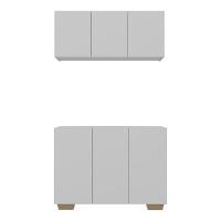 Kit Armário De Cozinha Aéreo E Balcão 3 Portas Multimóveis Mp2169 Branco/natural Branco/natural - 5