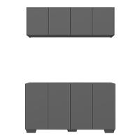 Kit Armário De Cozinha Aéreo E Balcão 4 Portas Multimóveis Mp2171 Grafite/preto Grafite/preto - 2