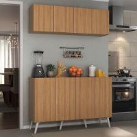 Kit Armário De Cozinha Aéreo E Balcão 4 Portas Retrô Multimóveis Mp2170 Rustic/branco Rustic/branco - 2