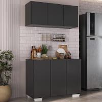 Kit Armário De Cozinha Aéreo E Balcão 3 Portas Multimóveis Mp2169 Preto/branco Preto/branco - 2