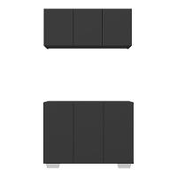 Kit Armário De Cozinha Aéreo E Balcão 3 Portas Multimóveis Mp2169 Preto/branco Preto/branco - 3