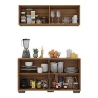 Kit Armário De Cozinha Aéreo E Balcão 4 Portas Multimóveis Mp2171 Rustic/preto Rustic/preto - 3