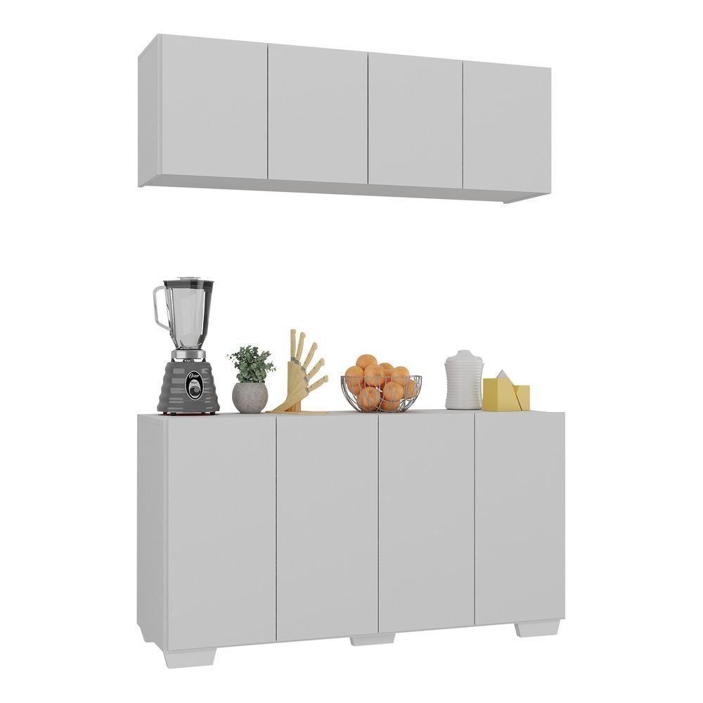 Kit Armário De Cozinha Aéreo E Balcão 4 Portas Multimóveis Mp2171 Branco Branco - 1