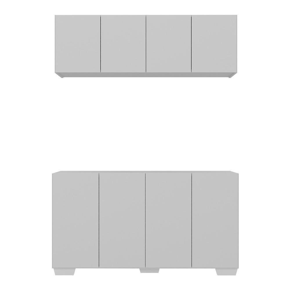 Kit Armário De Cozinha Aéreo E Balcão 4 Portas Multimóveis Mp2171 Branco Branco - 5