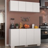 Kit Armário De Cozinha Aéreo E Balcão 4 Portas Multimóveis Mp2171 Branco Branco