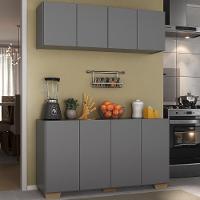 Kit Armário De Cozinha Aéreo E Balcão 4 Portas Multimóveis Mp2171 Grafite/natural Grafite/natural - 2