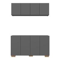 Kit Armário De Cozinha Aéreo E Balcão 4 Portas Multimóveis Mp2171 Grafite/natural Grafite/natural - 5