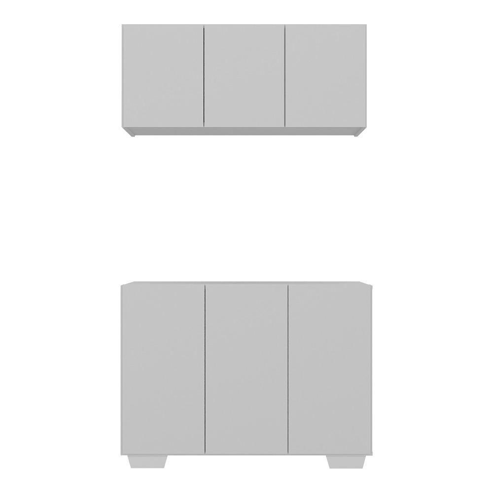 Kit Armário De Cozinha Aéreo E Balcão 3 Portas Multimóveis Mp2169 Branco Branco - 2