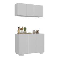Kit Armário De Cozinha Aéreo E Balcão 3 Portas Multimóveis Mp2169 Branco Branco - 1