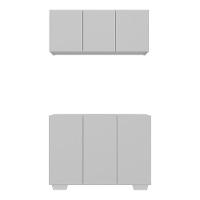 Kit Armário De Cozinha Aéreo E Balcão 3 Portas Multimóveis Mp2169 Branco Branco - 2