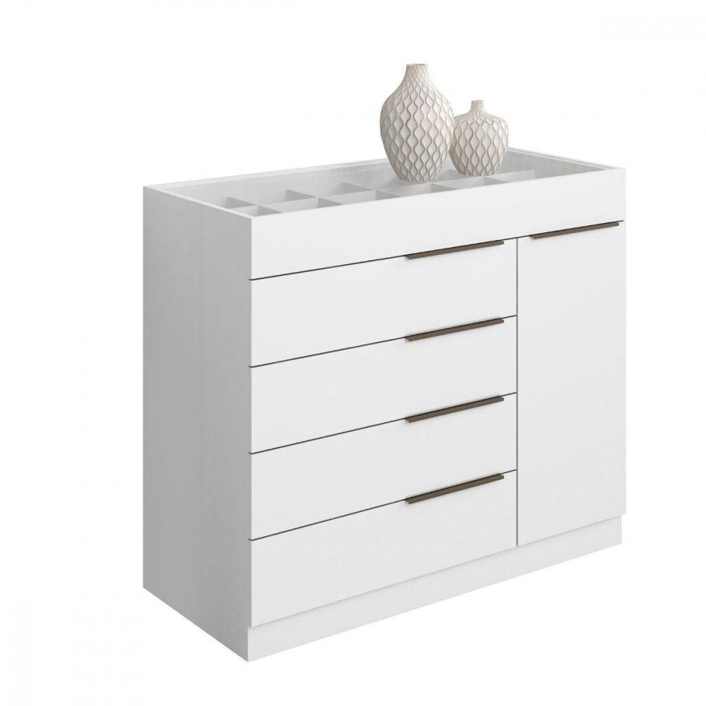 Cômoda Aramóveis 1 Porta 5 Gavetas Com Porta Joia Branco - 1
