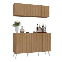 Kit Bar Armário Aéreo E Aparador 4 Portas Retrô Multimóveis Mp1086 Rustic/branco Rustic/branco - 1
