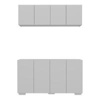 Kit Bar Armário Aéreo E Aparador 4 Portas Multimóveis Mp1087 Branco Branco - 2