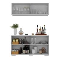 Kit Bar Armário Aéreo E Aparador 4 Portas Multimóveis Mp1087 Branco Branco - 5