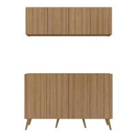 Kit Bar Armário Aéreo E Aparador 4 Portas Retrô Multimóveis Mp1086 Rustic/natural Rustic/natural - 5
