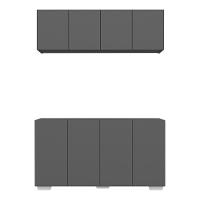 Kit Bar Armário Aéreo E Aparador 4 Portas Multimóveis Mp1087 Grafite/branco Grafite/branco - 5