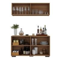 Kit Bar Armário Aéreo E Aparador 4 Portas Multimóveis Mp1087 Rustic/preto Rustic/preto - 3