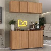 Kit Bar Armário Aéreo E Aparador 4 Portas Multimóveis Mp1087 Rustic/preto Rustic/preto - 5