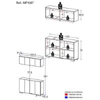 Kit Bar Armário Aéreo E Aparador 4 Portas Multimóveis Mp1087 Branco/preto Branco/preto