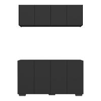 Kit Bar Armário Aéreo E Aparador 4 Portas Multimóveis Mp1087 Preto Preto - 5
