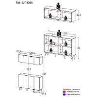Kit Bar Armário Aéreo E Aparador 4 Portas Retrô Multimóveis Mp1086 Branco/preto Branco/preto - 3