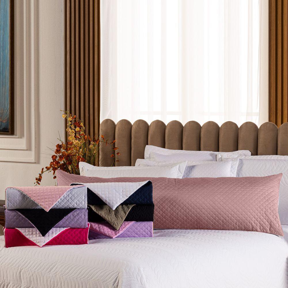 Capa Fronha De Xuxão Matelado Dupla Face Avulsa 1,45m X 45cm - Microfibra Matelada Lilás-rosa - 3