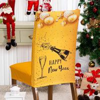 Capa De Cadeira Jantar Avulsa Estampada Ano Novo Ajustável Com Elástico - Cor Sinos Dourados - 2