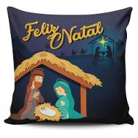 Kit C/ 4 Almofadas Cheias Estampadas Natalinas Feliz Natal Família Sagrada 45cm X 45cm Com Refil - 3