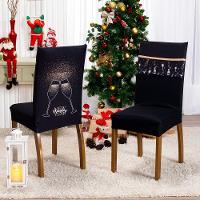 Kit De Capas De Cadeira Jantar Estampadas Ano Novo Ajustável Com Elástico 06 Peças Cor Taças - 1