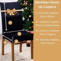 Kit De Capas De Cadeira Jantar Estampada Ano Novo Ajustável Com Elástico 04 Peças Cor Christmas Gold - 2