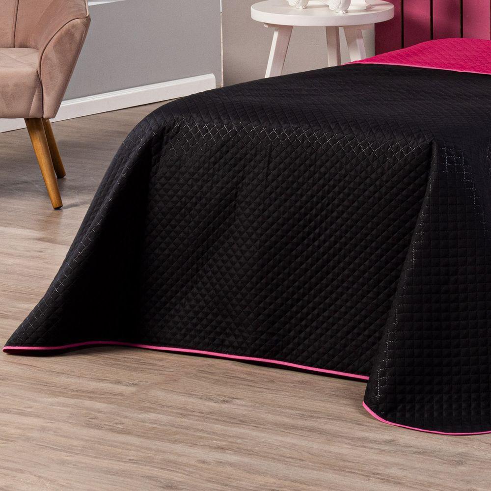 Kit Cobre Leito Boiadeira Preto/pink Dupla Face Com Fronha Estampada Solteiro 03 Peças - 3