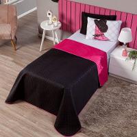 Kit Cobre Leito Boiadeira Preto/pink Dupla Face Com Fronha Estampada Solteiro 03 Peças - 5