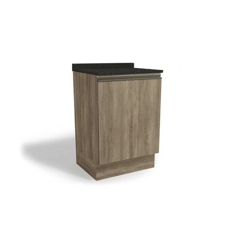 Gabinete de Cozinha Modulado Balcão Maxxi G742 1 Porta c/Tampo 60cm Nogal/Preto Brilho - Kappesberg - 1