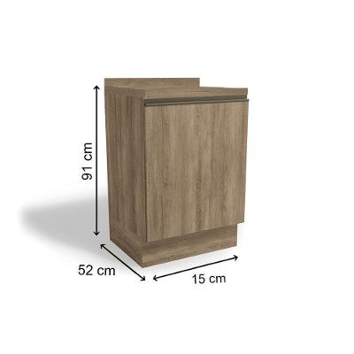 Gabinete de Cozinha Modulado Balcão Maxxi G742 1 Porta c/Tampo 60cm Nogal/Preto Brilho - Kappesberg